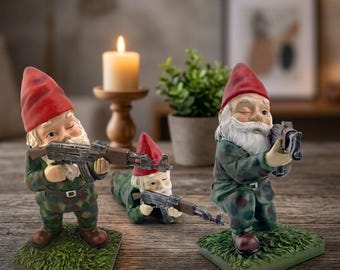 Set di gnomi militari – Statuette tattiche in resina, 9 cm, decorazione per esterni