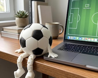 Decorazione da scrivania a forma di pallone da calcio: regalo per appassionati di sport stampato in 3D.