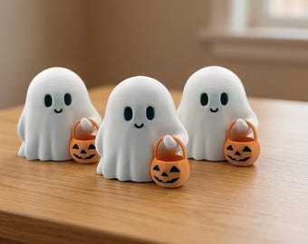 Statuetta fantasma di Halloween stampata in 3D – Decorazione da scrivania per dolcetto o scherzetto, materiale PLA