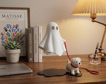 Statuetta di cane fantasma, decorazione stravagante per la scrivania di Halloween, statuetta di cucciolo in plastica