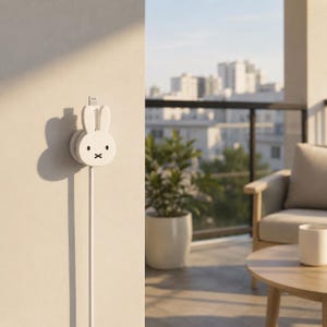 Minimalist Bunny Cable Holder Set: Silicone Cord Organizer, Desk Decor