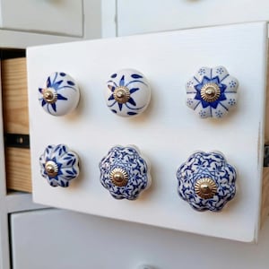 Tiradores de cerámica pintados a mano para armarios – Tiradores de cajón con diseño floral bohemio de Jaipur