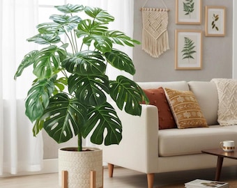 Planta Monstera Artificial – Gran Árbol Monstera Artificial – Vegetación de Interior Realista para la Decoración Moderna Boho del Hogar – Planta de Suelo Decorativa