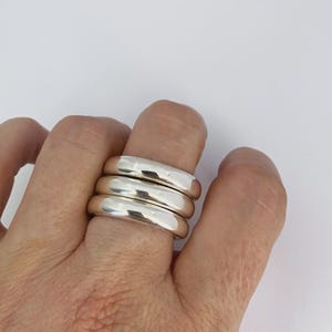 Handmade Sterling Silber Dome Ring Set von 3 Bands: Stapelbare Band Ringe