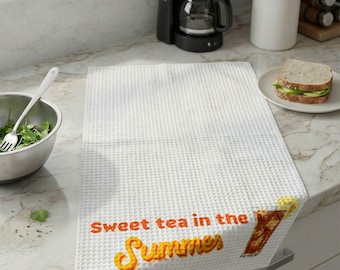Sweet tea in the summer waffle weave kitchen towel | Iced tea, lemon