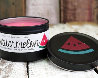 Watermelon hand poured soy blend candle