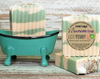 lucky penny goat milk soap, handmade, cold process soap, natural bar soap