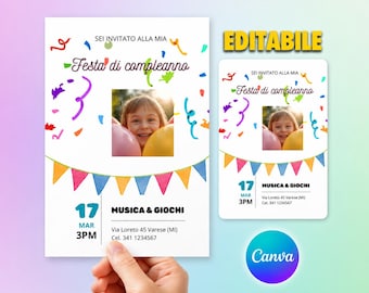 Birthday Invitation Template Editable Canva | Kids Birthday Party Invite | Photo Birthday Invitation | Printable Invitation | Instant Downlo