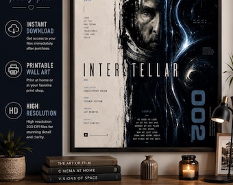Interstellar Poster #002 | Digital Cinema Collection | Sci-Fi Movie Poster | Space Wall Art | Digital Download