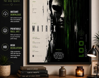 Matrix Movie Poster #001 | Digital Cinema Collection | Sci-Fi Wall Art | Cyberpunk Decor | Collector Edition | Digital Download