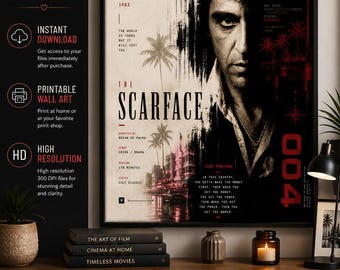 Scarface Poster #004 | Digital Cinema Collection | Crime Movie Poster | Collector Wall Art | Digital Download