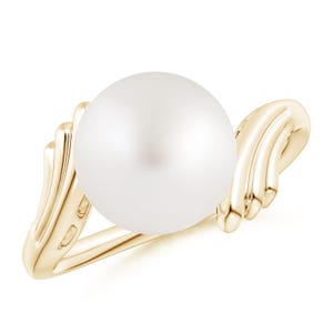 8-9 mm witte parel designer bypass-ring, verzonken set handgemaakte zoetwaterparelring, instructieband stapelen voor hoogbegaafde vrouwen