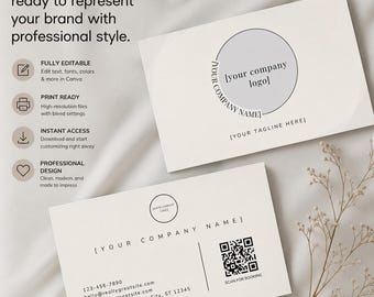 Minimalist Business Card Template | Modern Professional Branding (Canva Download)