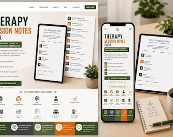 Therapy Session Notes Pack, Clinical Documentation Templates (Editable PDF)