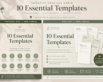 Therapist Admin Bundle | 10 Editable Therapy Forms (Digital Download)