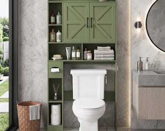 Over The Toilet Storage Cabinet, Barn Doors, Paper Holder, Farmhouse Storage