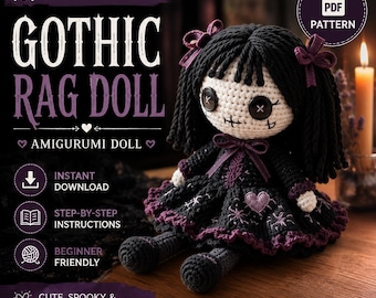 Gothic Rag Doll Crochet Pattern, Amigurumi Doll PDF (Digital Download)