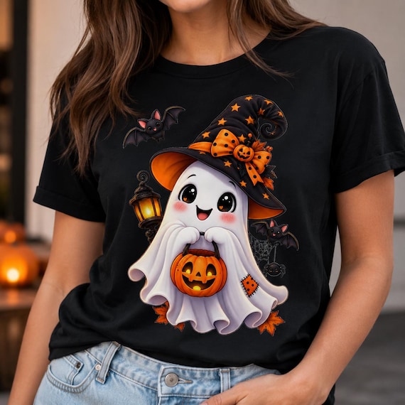 Halloween Witch Ghost Pumpkin PNG, Spooky Clipart (Digital Download)