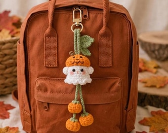 Crochet Ghost Pumpkin Keychain Pattern PDF | Halloween Amigurumi Bag Charm
