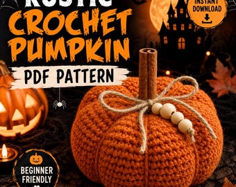 Rustic Crochet Pumpkin Pattern PDF, Beginner Friendly Fall Decor (Instant Download)