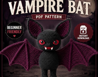 Gothic Vampire Bat crochet Pattern (PDF Download)