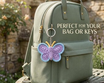 Crochet Butterfly Keychain Pattern PDF, Beginner Bag Charm (Digital Download)