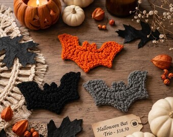 Crochet Bat Pattern: Easy Halloween Applique Decor (PDF Download)