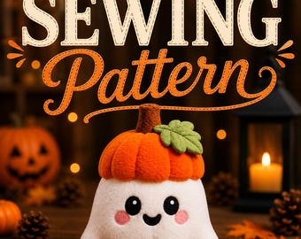 Pumpkin Ghost Plush Sewing Pattern, Halloween Stuffed Toy Tutorial (PDF Download)