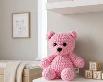 Plush Teddy Bear Crochet Pattern PDF, Beginner Amigurumi Toy (Instant Download)
