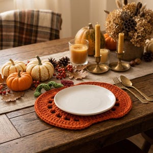 Crochet Pumpkin Placemat Pattern, Fall Table Decor, Thanksgiving Crochet (PDF Download)