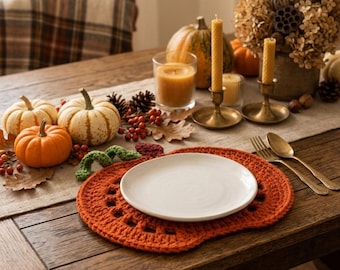 Crochet Pumpkin Placemat Pattern, Fall Table Decor, Thanksgiving Crochet (PDF Download)