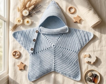Baby Star Blanket Crochet Pattern | Hooded Sleep Sack Tutorial (PDF Download)
