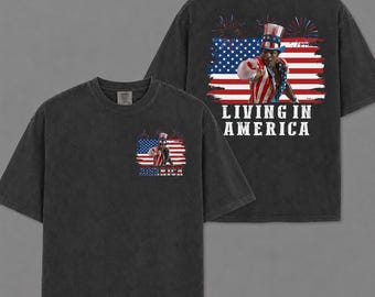 T-shirt Apollo Creed Living In America, chemise rétro Patriotic Boxing USA Fighter