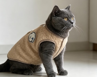 Weicher Fleece-Katzenpullover - Shedding Control Warme Haustierkleidung für British Kurzhaar, Ragdoll, Blue Cat & Tabby-Katzen - Kuschelige Winter-Katzenbekleidung
