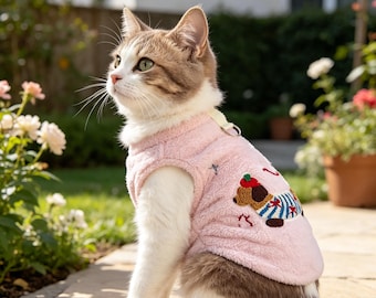 Plüsch Winter Haustier Pullover für Katzen Kleine Hunde | Warmes Zwei-Bein Fleece Outfit für Ragdoll, Teddys & kleine Hunderassen, gemütliche Katzenbekleidung