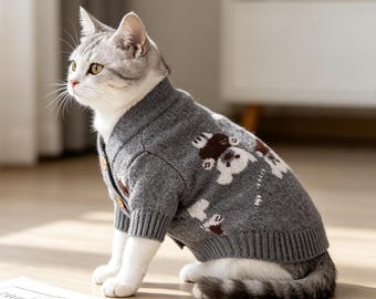Gemütlicher Hundepullover Cardigan für kleine Hunde Katzen | Bichon Frise, Französische Bulldogge, Schnauzer & Pommern Strick Haustier Kleidung