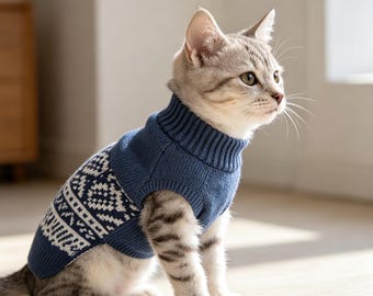 Gestrickter Haustier-Pullover für Hunde Katzen | Weiche Warme Strickmode für Kleine Hunde, Welpen & Katzen | Gemütlicher Winter-Haustier-Kleidungspullover