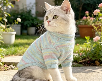 Herbst-Winter-Strickpullover für kleine Hunde und Katzen | Langarm-minimalistischer Pullover für Bichon, Teddy, Pommern Kuschelige Hundekleidung
