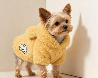 Haustierweste mit Kapuze - Warme Hoodiejacke für kleine Hunde, kuscheliges Teddy Bichon-Outfit für Sphynx- und British Kurzhaar-Katzen, weiche Haustierkleidung