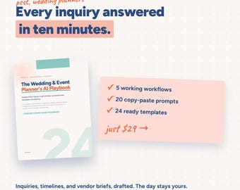 Wedding and Event Planner AI Playbook | ChatGPT Templates for Planners | 41pg Guide