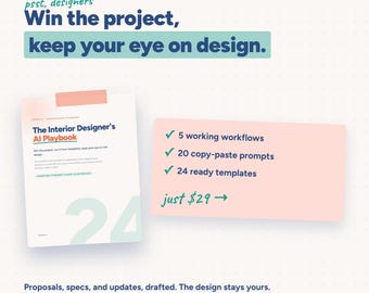 Interior Designer AI Playbook | ChatGPT Proposal, Client & Project Templates for Designers | 41pg