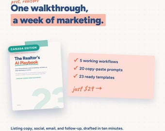 Realtor AI Playbook | ChatGPT Prompts & Listing Templates for Real Estate Agents | 41pg Guide, Canada