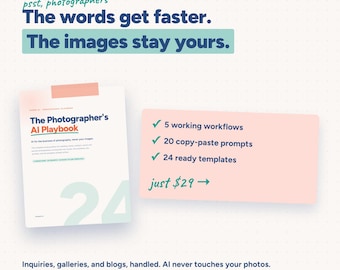 Photographer AI Playbook | ChatGPT Inquiry, Client & Marketing Templates for Photographers | 41pg