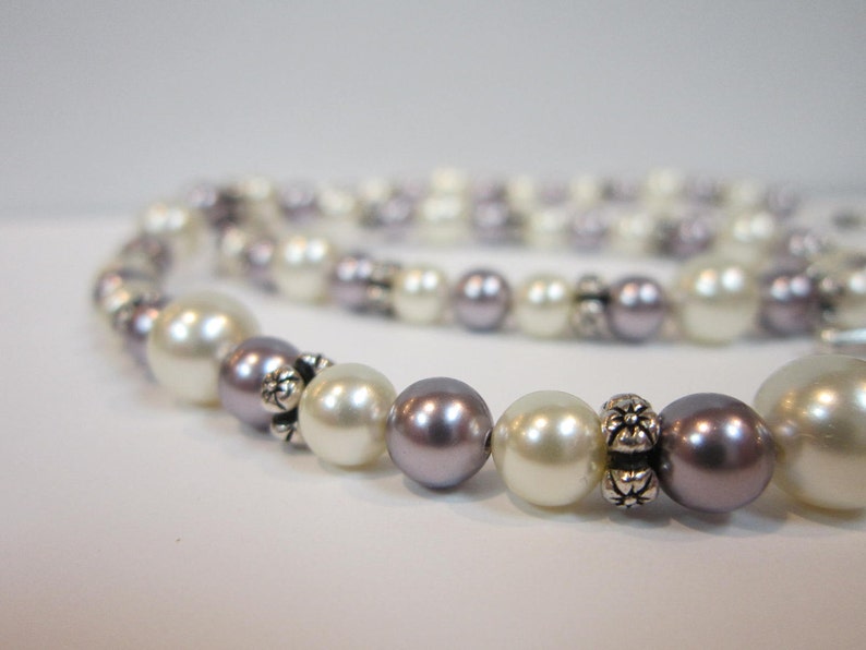 Lilac and Cream Swarovski Pearl Necklace  Bridesmaid Spring image 1