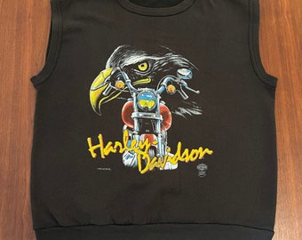 True Vintage 1980's Harley Davidson short sleeve sweatshirt, 3d emblem,  Eagle, fun wear