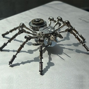 Steampunk Mechanical Spider Figurine Gear Sculpture Gift Gothic Robot Metal Desk Decor Ornament
