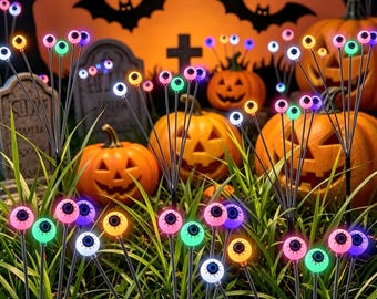 Halloween solar powered LED eye lights, outdoor festive atmosphere lights, handmade garden decorations, waterproof luminous floor lights