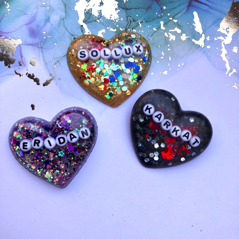 Homestuck Beta Trolls heart pins
