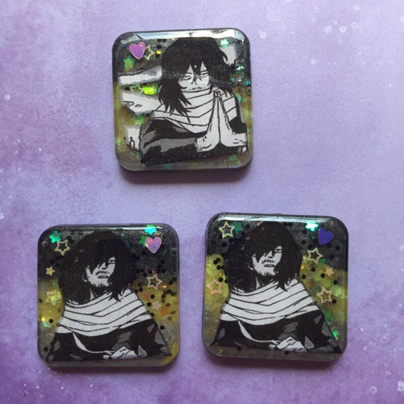 My Hero Academia Shota Aizawa Eraserhead Keychain Charm Button Pin Boku no BNHA