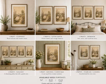 Heirloom Goose Garden Collection | Set of 4 Printable Vintage Goose Wall Art Prints | Cottagecore Farmhouse Decor | Digital Download